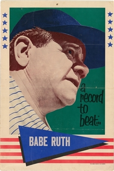 1961 Fleer Babe Ruth Card Stock Advertisement Display (16" x 24") Only One Known!